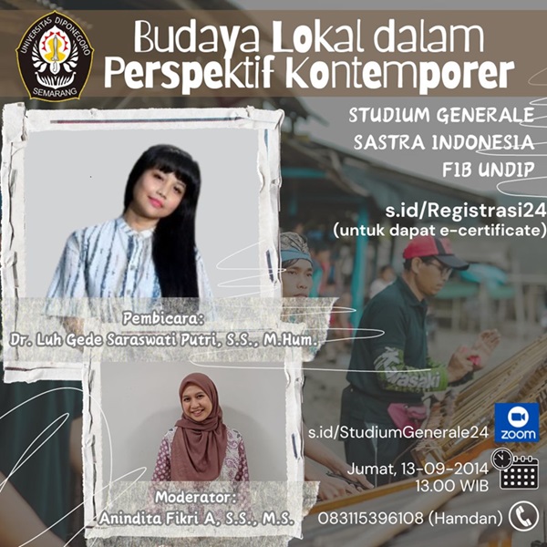 Studium Generale “Budaya Lokal dalam Perspektif Kontemporer”.